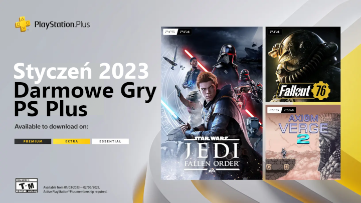 PS Plus Essential darmowe gry styczeń 2023 - Star Wars Jedi: Upadły Zakon, Fallout 76 i Axiom Verge 2